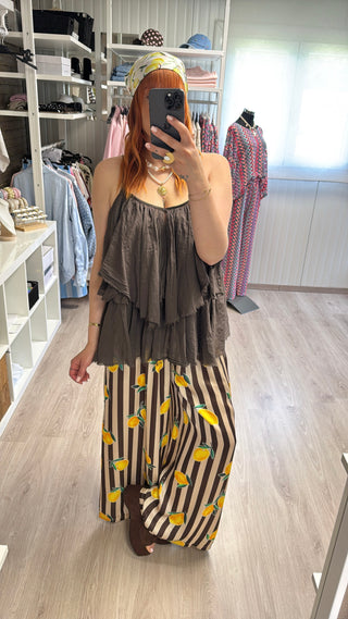 Précommande Pantalon fluide imprimé citrons
