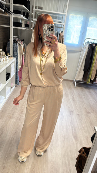 Ensemble beige à strass