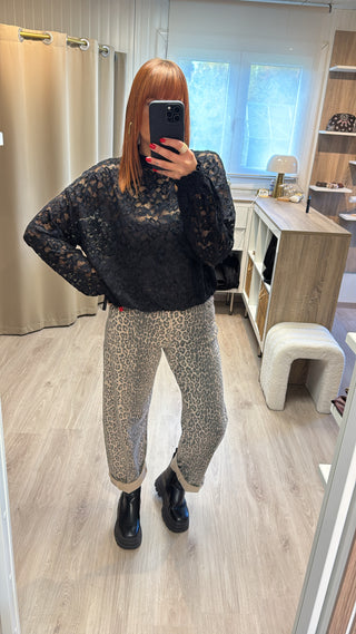 Sweat dentelle velours noir