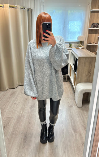 Pull overzise gris chiné