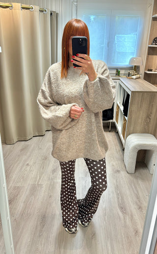 Pull oversize beige