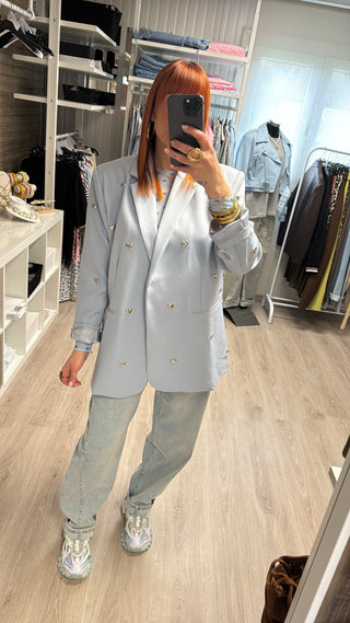 Jean barrel gris/bleu
