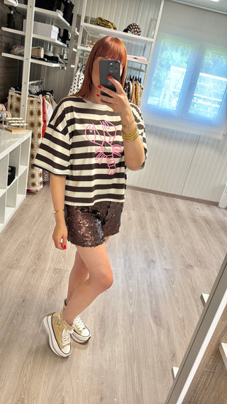 Short en sequins marron