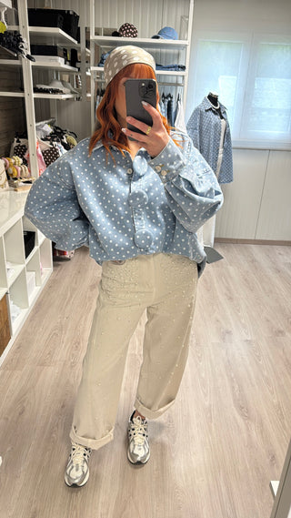 Chemise jean à pois