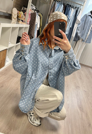 Chemise jean à pois