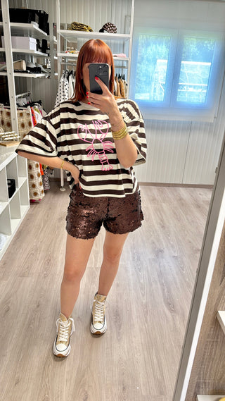 Short en sequins marron