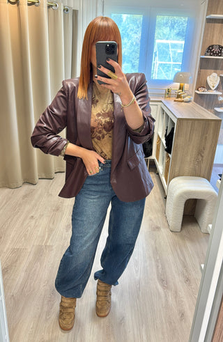 Blazer similicuir lie de vin