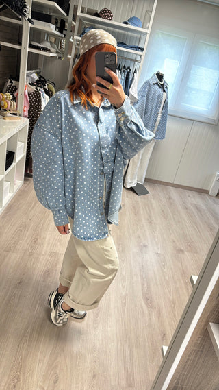 Chemise jean à pois