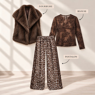 Look veste fourrure marron
