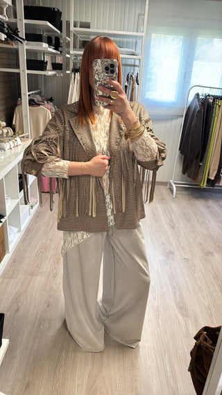 Veste suédine à franges