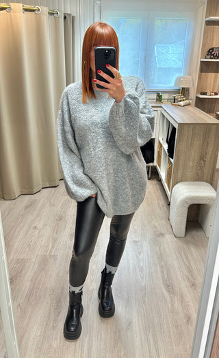 Pull overzise gris chiné