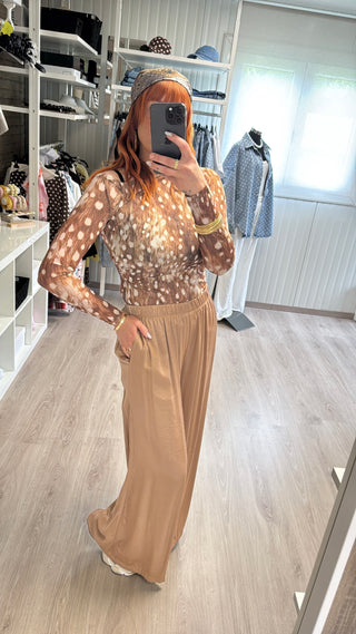 Pantalon fluide camel