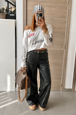 Pantalon similicuir noir et ceinture