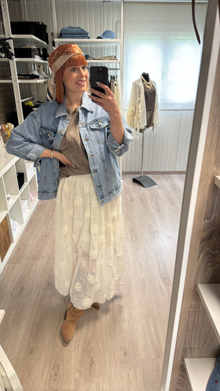 Veste en jean brodée oasis