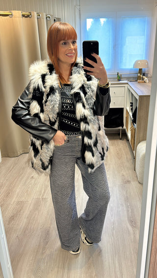 Veste fourrure patchwork