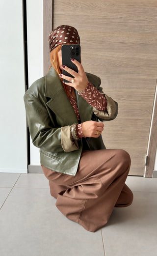 Veste similicuir Kaki
