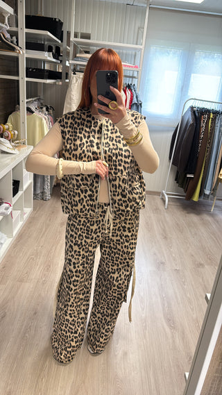Pantalon cargo léopard