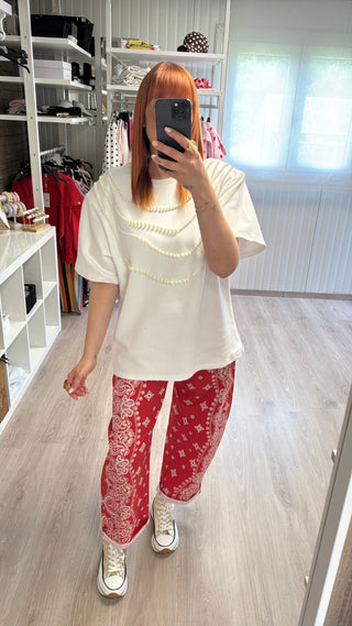 T-shirt oversize à perles