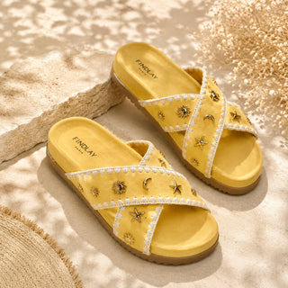 Mules jaunes et Charms