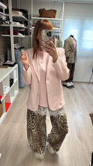 Blazer similicuir rose