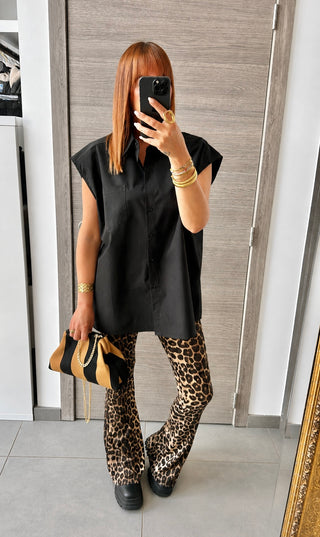 Legging maillot évasé léopard