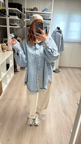 Chemise jean à pois