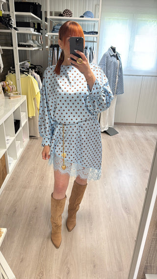 Robe/tunique à pois bleu ciel