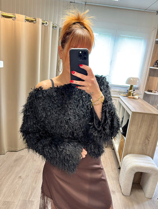 Pull froufrou noir
