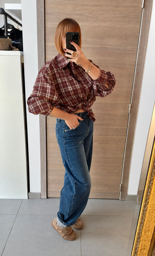 Chemise à carreaux bordeaux