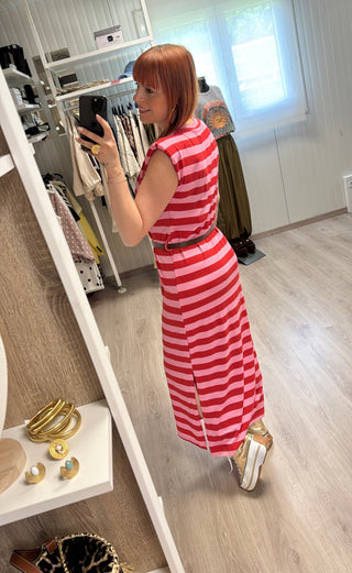 Précommande Robe marinière rose/rouge