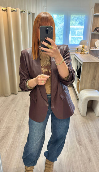 Blazer similicuir lie de vin