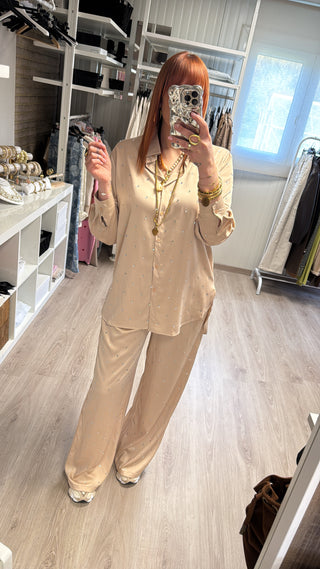 Ensemble beige à strass