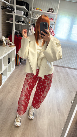 Pantalon barrel bandana rouge