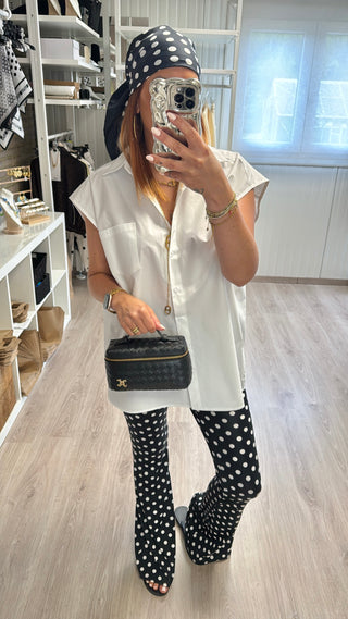 Legging maillot évasé à pois