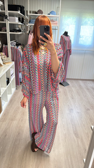Blouse crochet multicolore