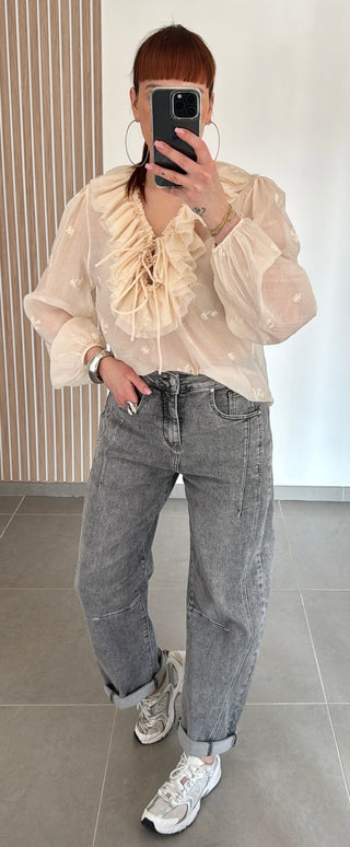 Jean barrel gris