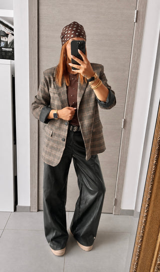 Veste blazer à carreaux