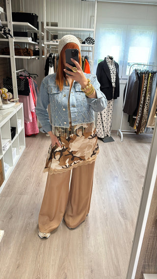 Veste en jean à strass