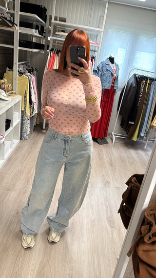 Jean barrel à strass