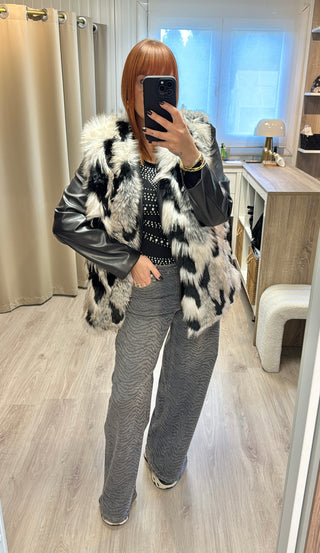 Veste fourrure patchwork