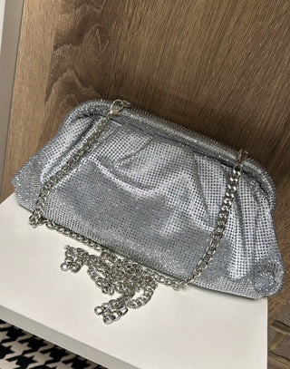 Pochette strass argentée