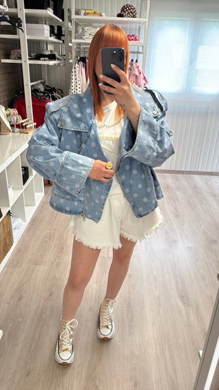 Perfecto oversize en jean à pois