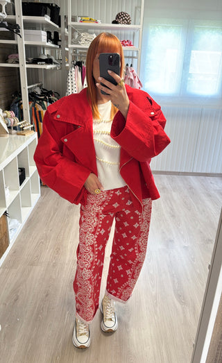 Perfecto oversize en jean rouge