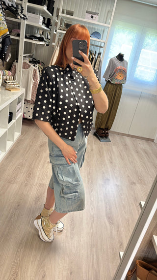 Blazer à pois blanc/noir