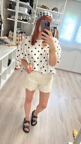 Blouse à pois blanc/noir