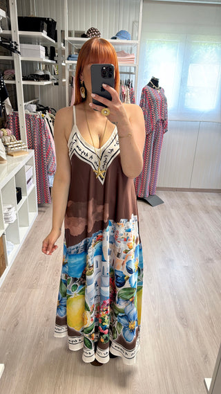 Longue robe Santorin marron