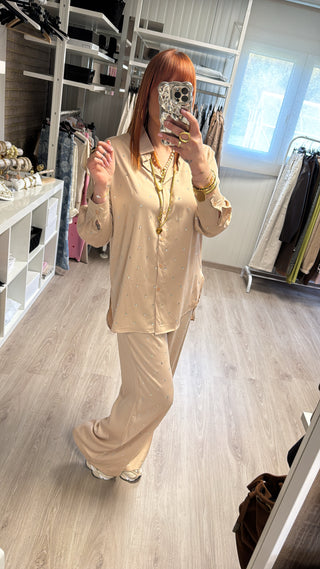 Ensemble beige à strass