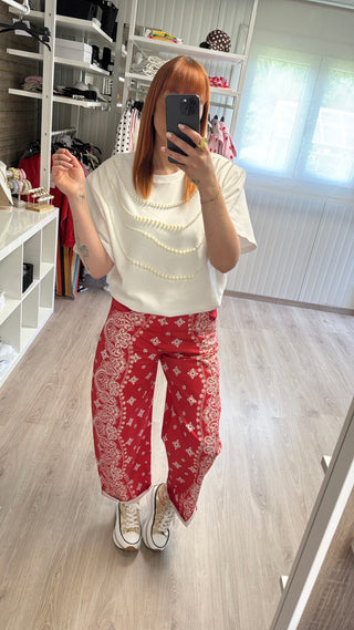 T-shirt oversize à perles