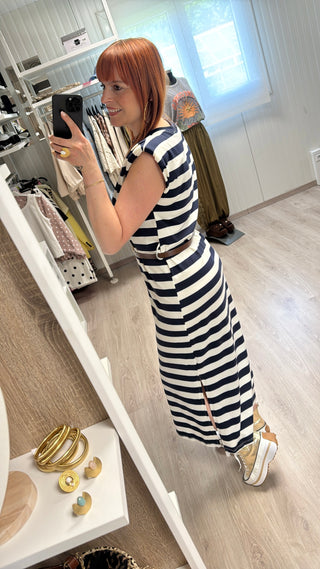 Robe marinière bleue marine/écru
