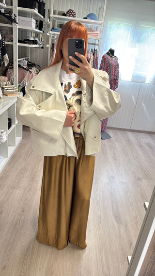 Perfecto oversize similicuir écru